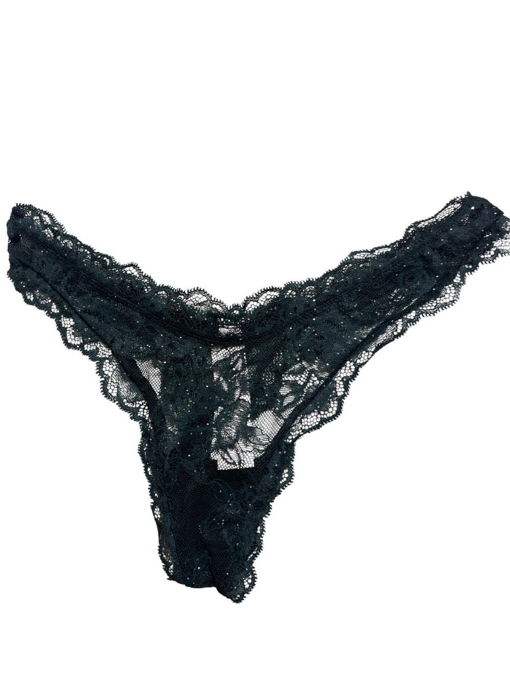 Victoria’s Secret Dark Green Lace Sequin High Leg Panties M NWT